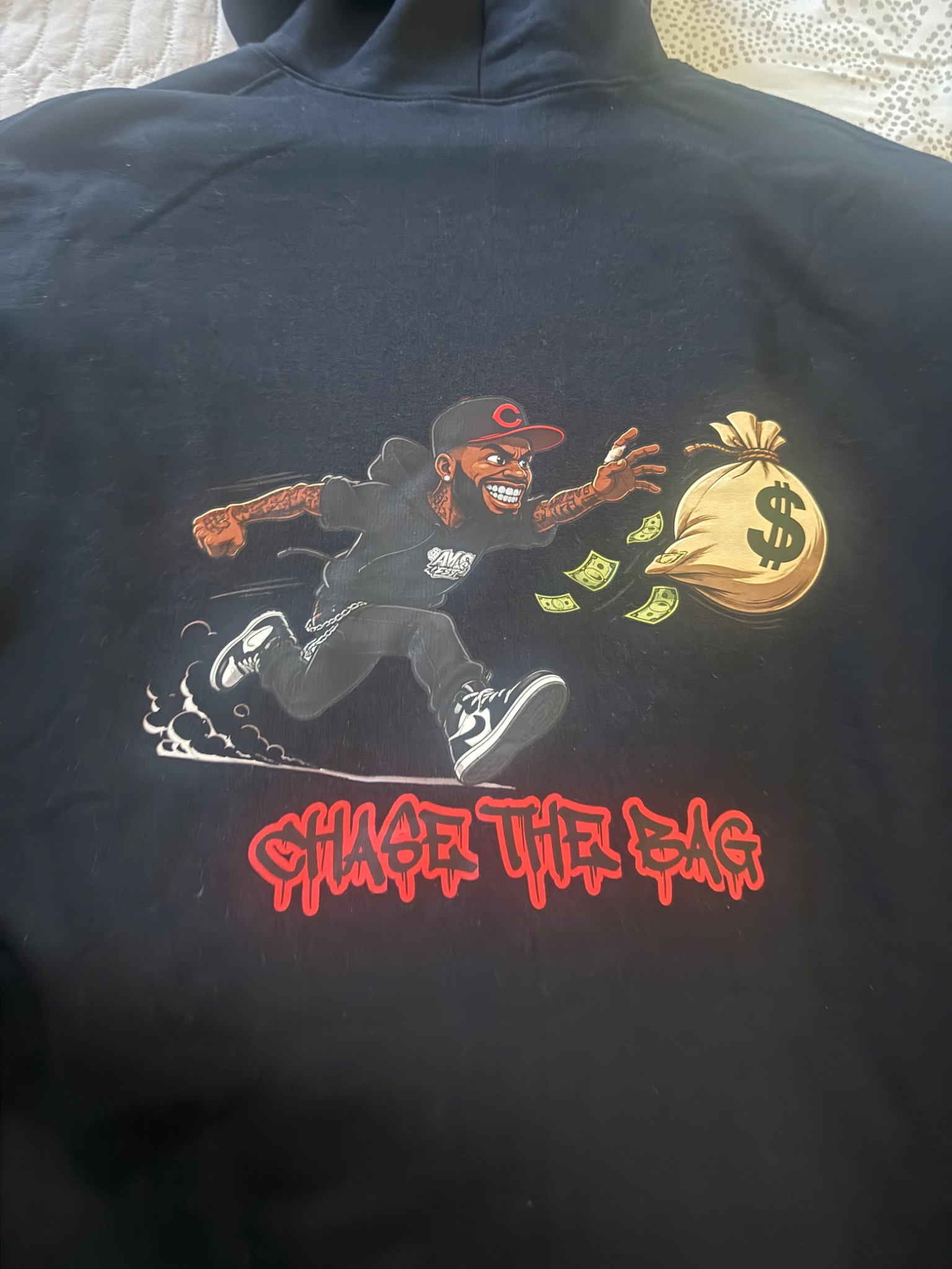 Black CHASE THE BAG ERROR sweatsuit, size Large